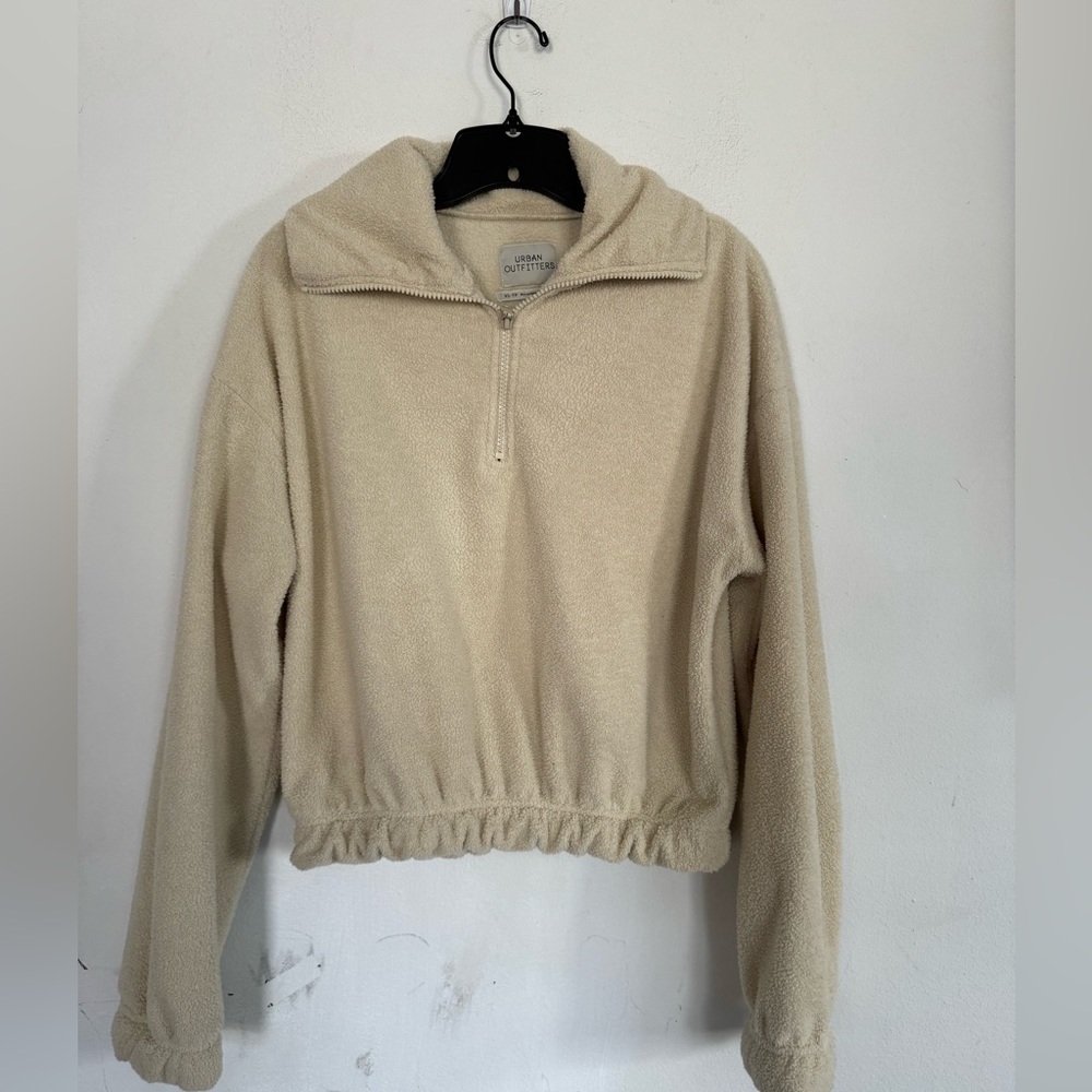 Urban Outfitters Womens Terry Cloth Pullover 1/4 Zip, Cropped, Soft, Sze xs